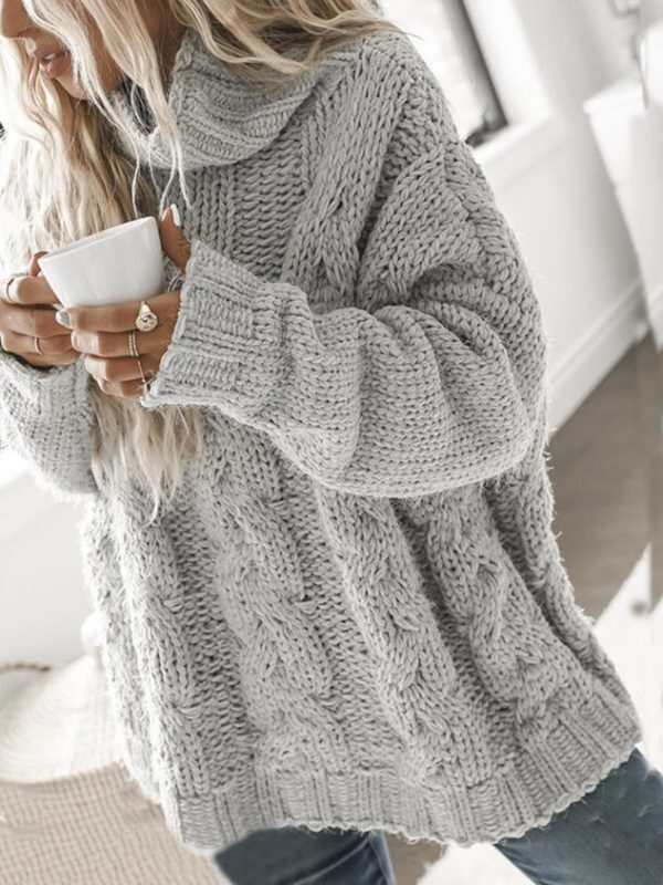 Long Sleeve Turtleneck Tunic Sweater Knit Jumper
